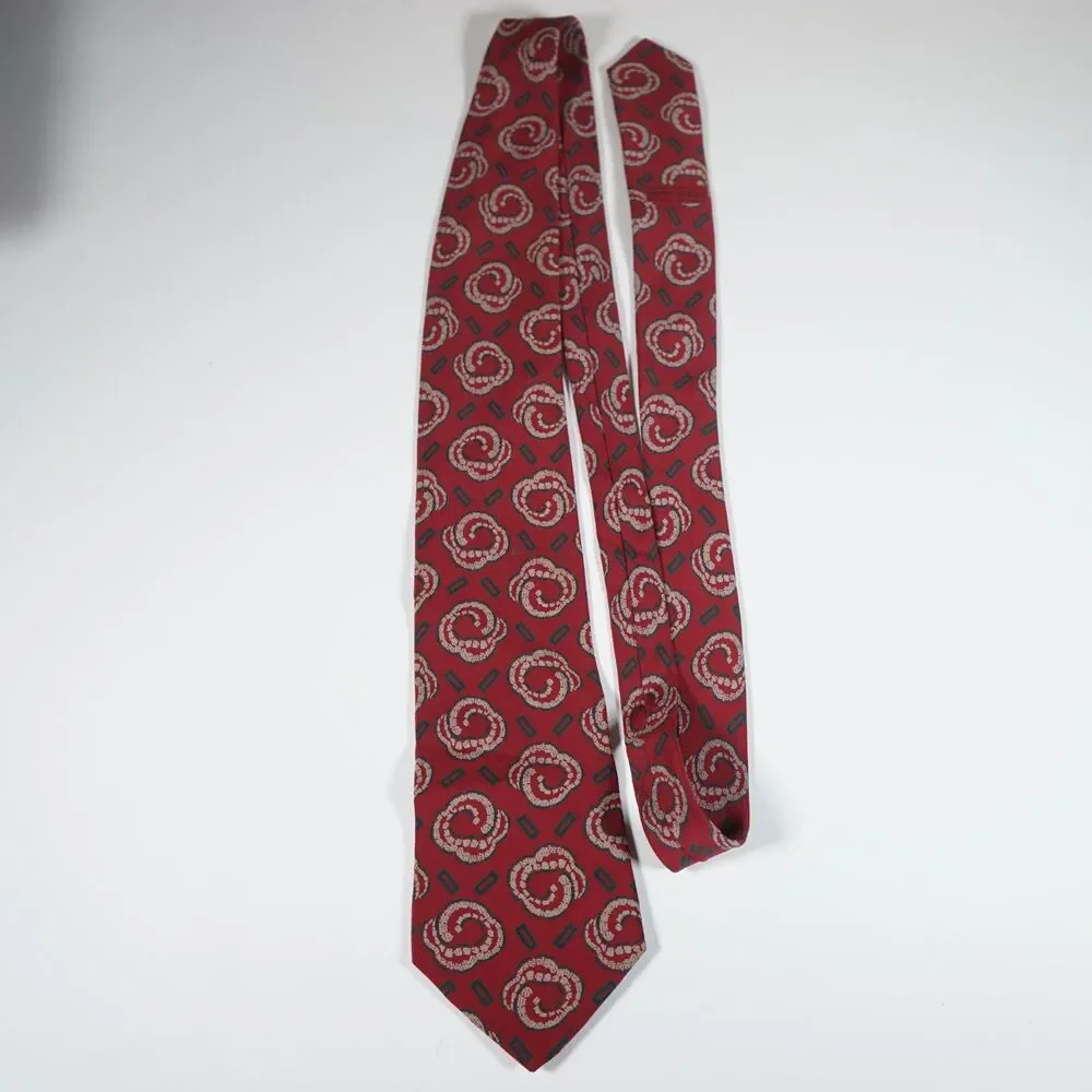 Giorgio Armani Vintage Skinny Tie Abstract Pattern Red